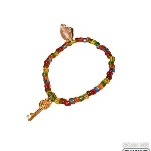 Colorful Beaded Bracelet with Key Charm